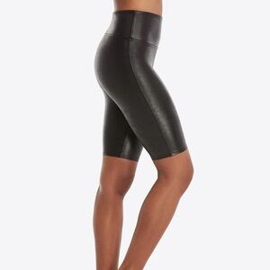SPANX Faux Leather Leggings Bike Shorts NEW